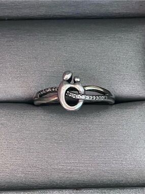 Mother Child Ring 1/20 ct tw Diamond Sterling Silver 10K Gold sz 6.5 2.5g tw